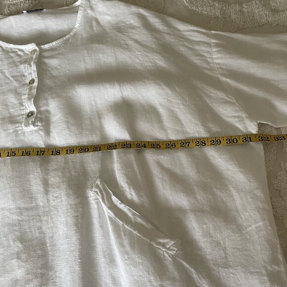Devitalia Oversized Top OS Made In Italy White 100% Italian Linen High Low Tunic - Picture 5 of 9